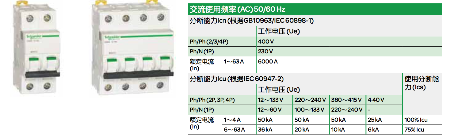 施耐德IC65N,EA9系列斷路器的脫扣曲線(xiàn)有哪幾種?